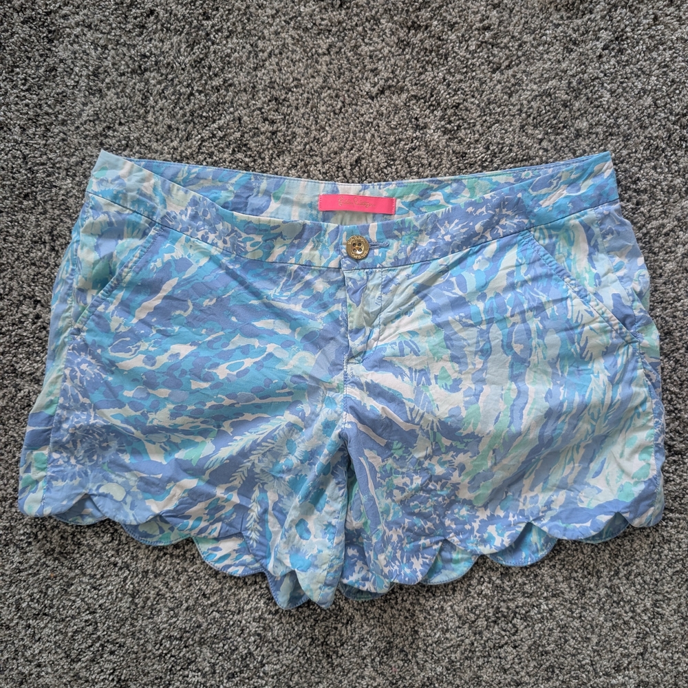 Lilly Pulitzer Blue and Green High Waist Shorts